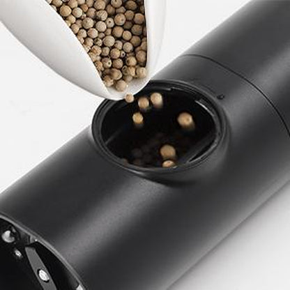 Electric Pepper Grinder, 2Pcs Corporategiftpro Battery Operated Salt Grinder with LED Light, Refillable Pepper Mill, Automatic Salt and Pepper Shaker for Kitchen Restaurant Ceramic Seasoning