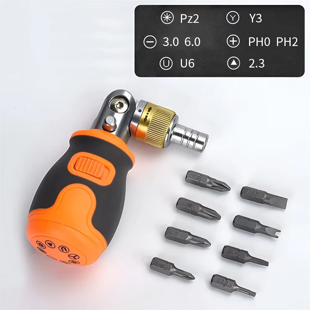 8 in 1 Mini Ratchet Screwdriver Precision Multi Tools Magnetic S2 Bits Household Multi-Purpose Pocket Portable Screw Driver Set